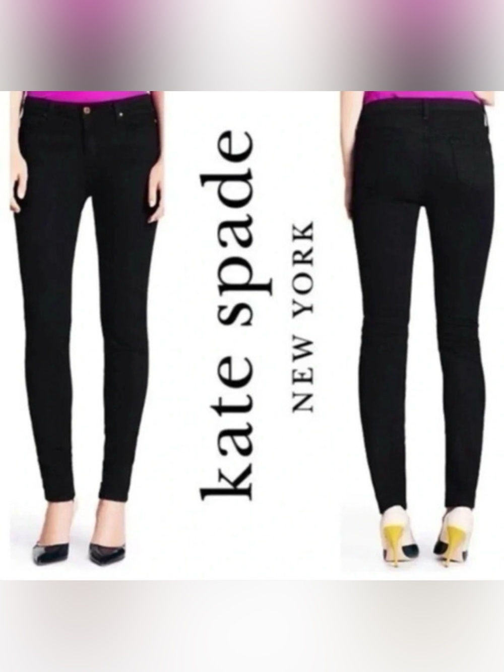 Late Spade womens 25 Black denim skinny jeans Broome Street model